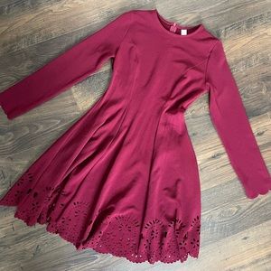 Zipper on back maroon spandex and polyester